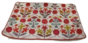 World Market 14x20 Floral Crewel Embroidered Pillow Cover Cotton/Linen Cottage - Picture 1 of 5
