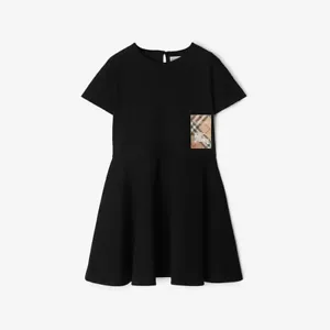 BURBERRY Kids Check Label Cotton Dress Black Size 8Y - Picture 1 of 6