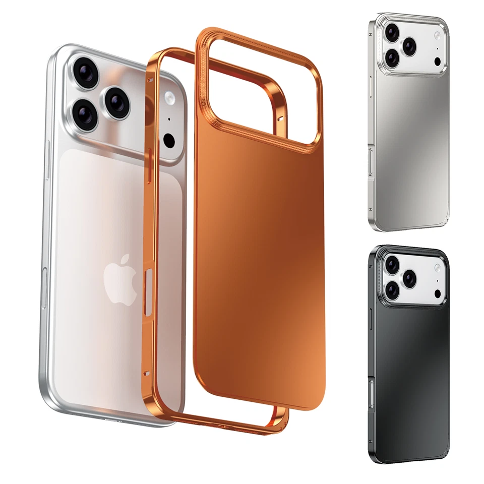 Funda Mate de Aleación con Marco de Metal para iPhone 17 Pro Max 16 15 14 Pro + Vidrio Templado Foto 1 de 4