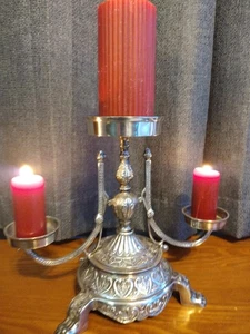 Silber Kandelaber versilbert Andrea von Sadek Drei Stumpenkerze Herzstück  - Bild 1 von 23