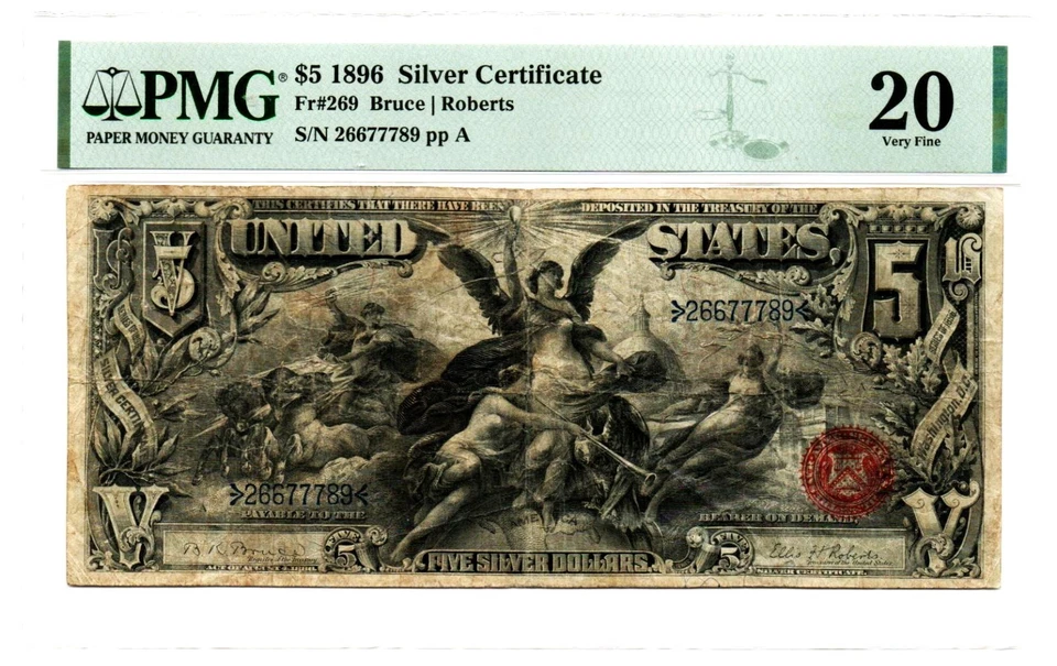 Fr. 269 1896 Silver Certificate Note Bruce / Roberts PMG Very Fine 20 - Image 1 of 2