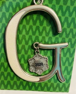Monogram Initial Large Letter "G" 2020 Silver  Christmas Ornament by Ganz New - Picture 1 of 6