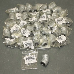 (40) Malleable Iron 45° Elbow Fitting 1LBH7, 3/8" NPT Pipe, Class 300 Galvanized - Picture 1 of 6