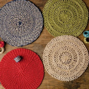 Baja Lime Green Abaca Natural Material Woven Charger Single Placemat, 15" - Picture 1 of 1
