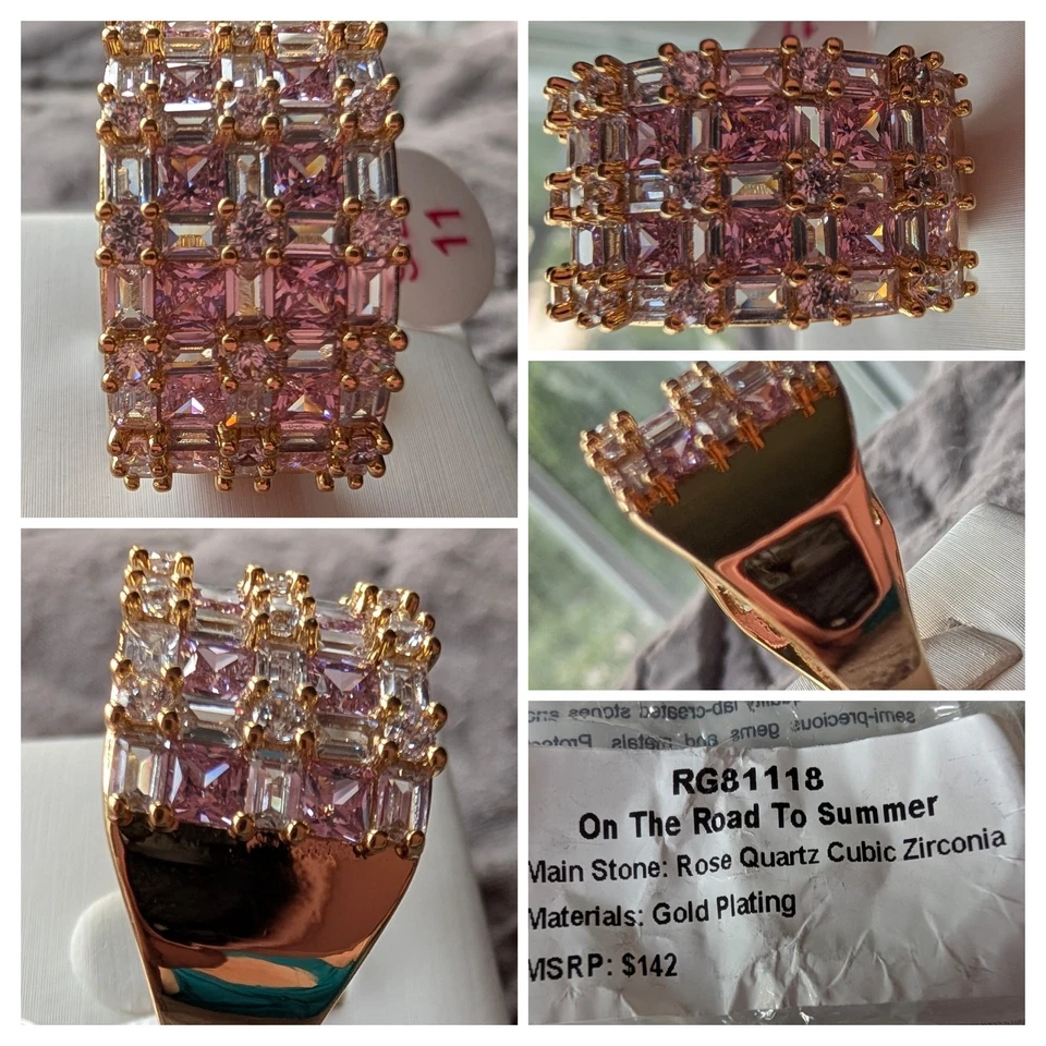 Bomb Party On The Road To Summer Talla 11 Cuarzo Rosa Circonita cúbica Chapado en Oro Foto 1 de 1