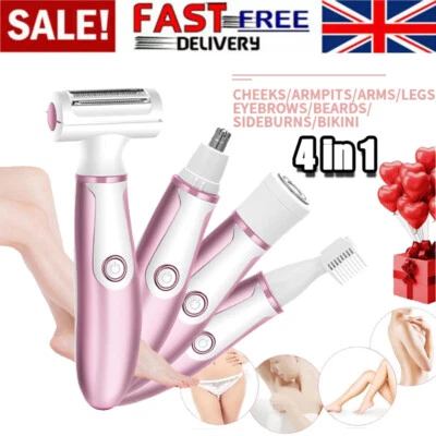 Cordless 4-in-1 Electric Lady Shaver Rechargeable Painless Razor Bikini Trimmer