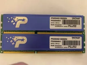 PATRIOT 8GB (2X4GB) DDR3-1333MHz PC3-10600 1.5V UDIMM PSD34G13332H - Picture 1 of 2