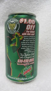 Vtg Mountain Dew CAN KANE COUNTY COUGARS Promotional 12 oz EMPTY Mt Dew 2005 - Picture 1 of 3