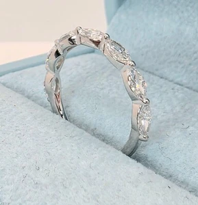 1.00 Carat Lab Grown Marquise Diamond Wedding Band 14kt White Gold IGI Certified - Picture 1 of 5