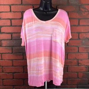 Koolaburra Woman's Short Sleeve Sunset Colors Shirt PXL Beach Surf Casual Relax - Picture 1 of 7