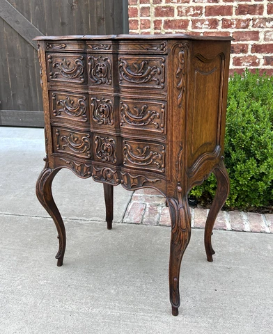 Antique French Country Chest of Drawers Lingerie Cabinet Nightstand with Keys Cover