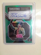 Tito Santana Green Sensational Signatures Autograph Card 2023 WWE Panini Prizm