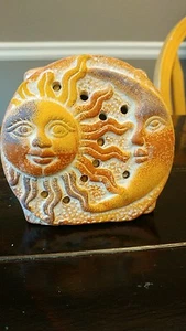 Sun and Moon Ceramic/Clay candle/warmer, Orange, Yellow, Purple - Picture 1 of 4
