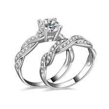 Women Gemstone CZ White Gold Filled Engagement Ring Set Size 8 Ring Jewelry UK