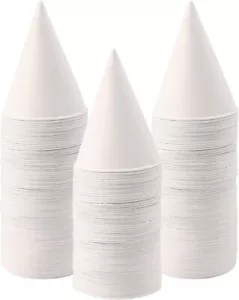 6 oz Snow Cone Cups 100pc White Paper Cone Cups Wax Coated Leakproof Cone - Picture 1 of 4