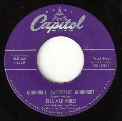 ELLA MAE MORSE Goodnight, Sweetheart Goodnight R&B DOO WOP 1954 45RPM - Image 1 of 2