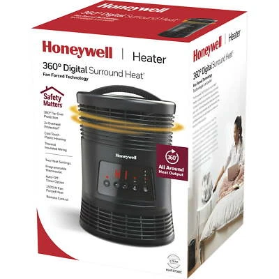 Ventilador envolvente digital Honeywell 360 calentador forzado, nuevo, negro, HHF370B Foto 1 de 4