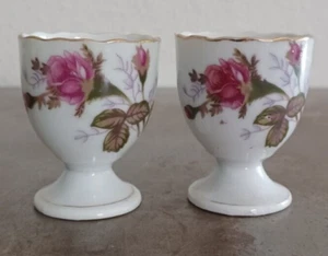 2 Porzellan Blumen Eierbecher 2,25" hoch Vintage - Bild 1 von 24