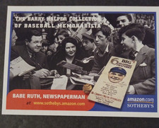BABE  RUTH   1999  BARRY HALPER COLLECTION OF BASEBALL MEMORABILIA SOTHEBYS