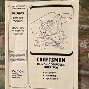 craftsman 10 inch compound miter saw MANUAL