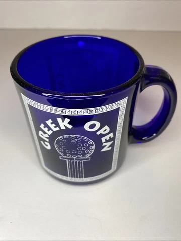VTG Golf Greek Open Cobalt Blue Glass Coffee Mug Cup Langdon Farms Course Oregon Cover