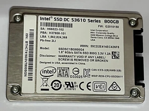 Intel S3610 Series 800GB SSD 1.8" Micro SATA SSDSC1BG800G4 SATA 6.0 Gbps - Picture 1 of 8