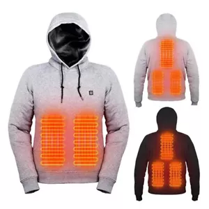 2023 Outdoor Electric USB Heating Sweaters Hoodies Men Winter Warm Coats - Picture 1 of 10