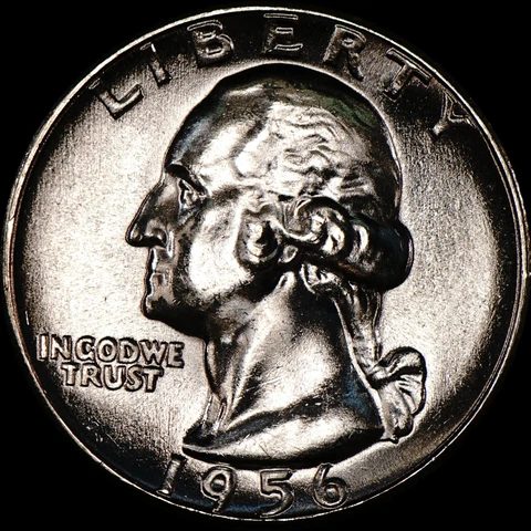 1956 Washington Quarter 90% Silver Brilliant Uncirculated, As Shown 185 Cover