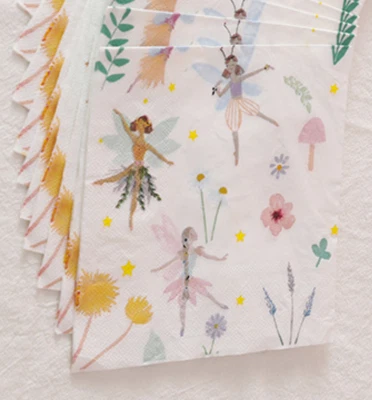 20 Hermosas Servilletas de Hadas Floral Fiesta de Cumpleaños Pañuelo Vajilla Decoración Servilleta Foto 1 de 4