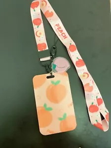 Sweet Kawaii Fruit Peach nectarine ID CARD Neck Strap Lanyard Charm Kawaii Funky - Picture 1 of 6