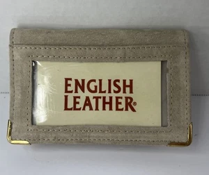 Genuine Tan Suede Leather Credit Card ID Holder Wallet Preowned - Picture 1 of 8