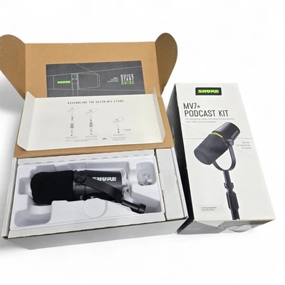 Shure MV7+ Hybrid Output USB-C XLR Podcast Dynamic Microphone Stand Black - Image 1 of 4