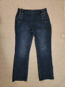 MOTHER Sailor Tripper Cropped Flare Jeans 32 10 /12 Blue Three Little Ships wash - Picture 1 of 14