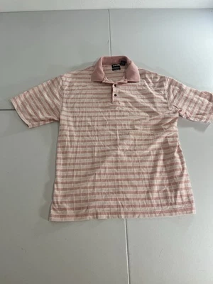 Camisa de golf Ping para hombre grande rosa melocotón rayas algodón mercerizado polo Foto 1 de 4