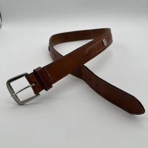 Levis Mens Size 34 100% Full Grain Cowhide Leather Silver Toned Buckle Brown VTG - Picture 1 of 12