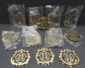 12 Messing 2" asiatische Schublade Zug Hardware Vintage Hongkong orientalisch Klopfer Tür Dekor - Bild 1 von 11