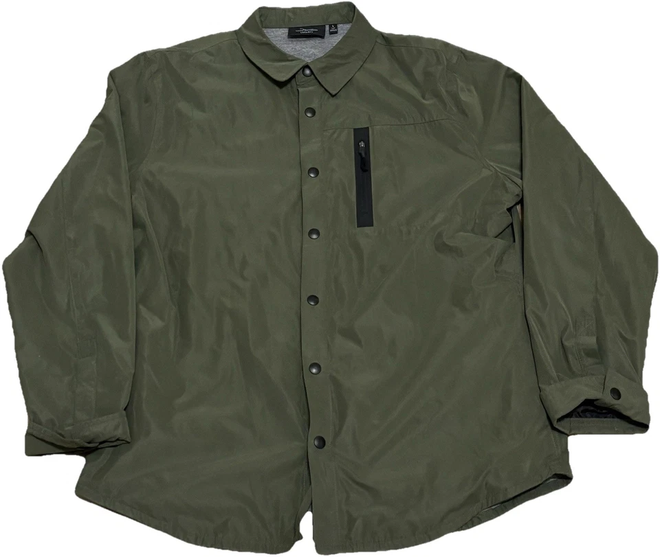 Marc Anthony Mens Size Large Button Up Shirt Olive Green Pockets Snap Button - Image 1 of 4