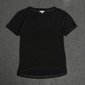 Camiseta Estándar James Perse Mujer Mediana Negra Manga Corta Cuello en V Ligera - Imagen 1 de 7
