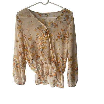 Top Anthropologie Meraki Talla Mediana Femenino Floral Transparente Babydoll con Volantes Foto 1 de 4