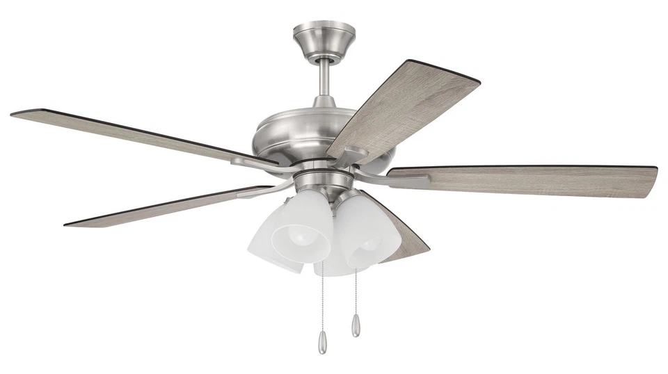 Brushed Polished Nickel 52"Ceiling Fan from the Eos Frost 4 Light Collection - Image 1 of 1
