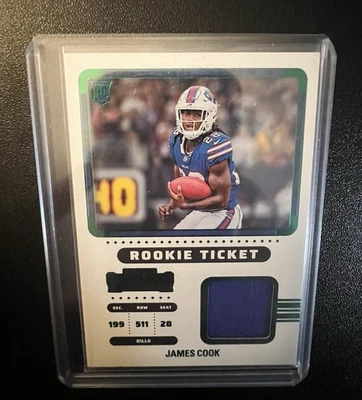 James Cook #RTS-JCO 2022 Panini Contenders Rookie Ticket Swatches Green Patch RC - Image 1 of 2