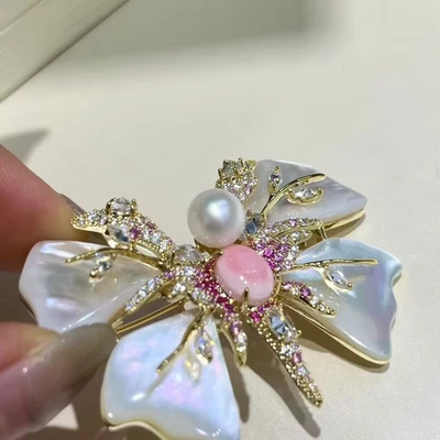 Precioso broche perla blanca natural mar sur7-8mm 925s(sp) Foto 1 de 4