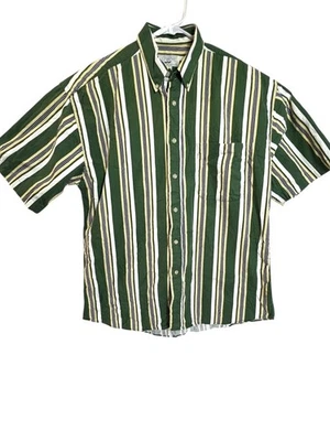 Рубашка мужская Supreme средний размер зеленая полоса короткий рукав хлопковый карман на пуговицах - Изображение 1 из 4