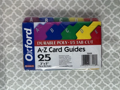 Esselte Ess-73153 A-Z Duradero 1/5 Corte Pestaña Poli Tarjeta Guía 3”x 5” Pestaña Organizadora Foto 1 de 4