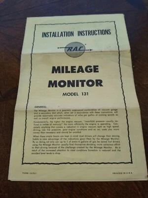 Monitor de kilometraje RAC modelo 131 vintage instrucciones de instalación  Foto 1 de 3