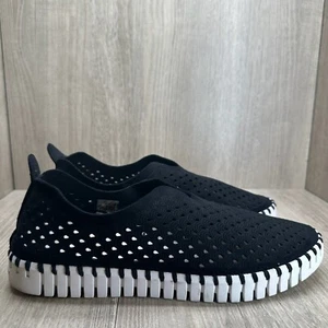 Ilse Jacobsen Hornbaek Tulip Shoes Women Sz 10 Black Perforated Slip On Sneakers - Picture 1 of 10