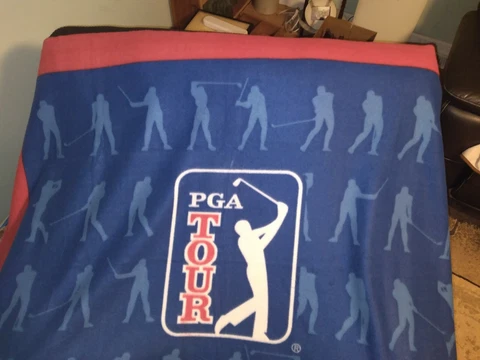 PGA Golf Tour Soft Blanket 55x42 Red and Blue Cover