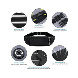 Waterproof Lightweight Reflective Strip Waist Fanny Pack Gym Sports Running Wais - Picture 1 of 8