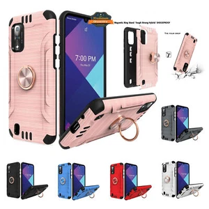 For Wiko Ride 3 Hybrid Rotating Ring Holder Stand Rubber Armor TPU Case Cover - Photo 1 sur 42