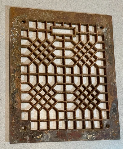 Antique Cast Iron Grate Heater Vent Wall or Floor Register  11.75" x 9.75"  #4 Cover